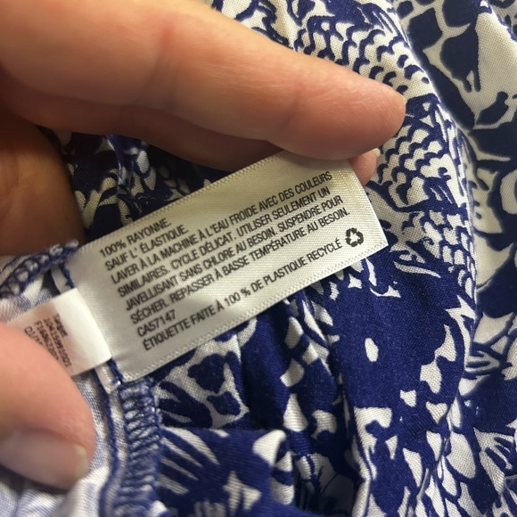 Lilly Pulitzer Target Blue White Strapless UpStream Fish Print Jumpsuit Size 1X - Picture 7 of 8